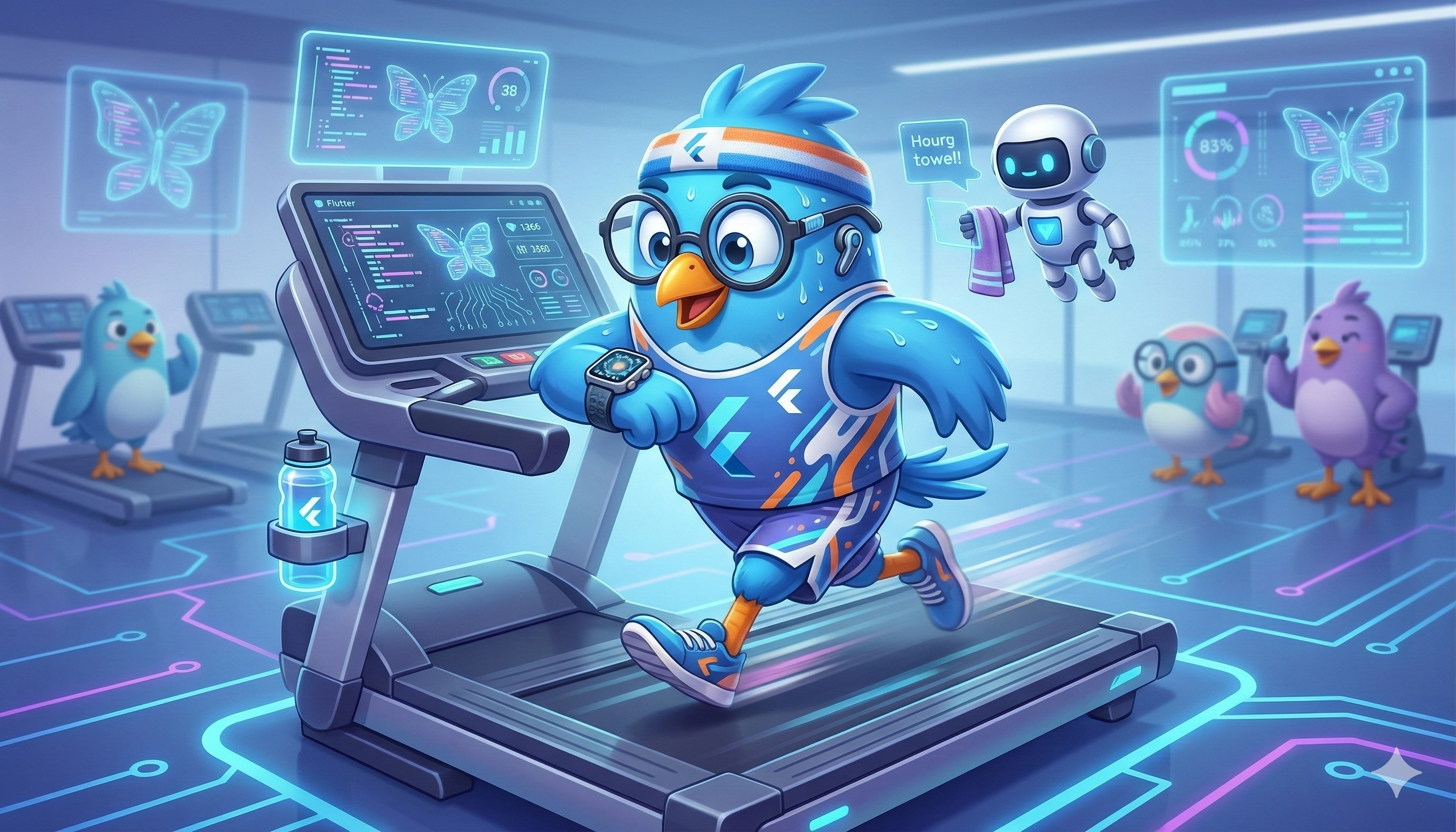 Dash getting fit on the treadmill.